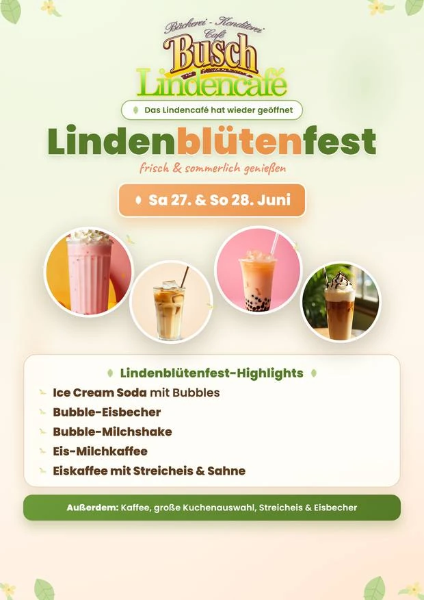 Plakat für das Lindenblütenfest im Lindencafé