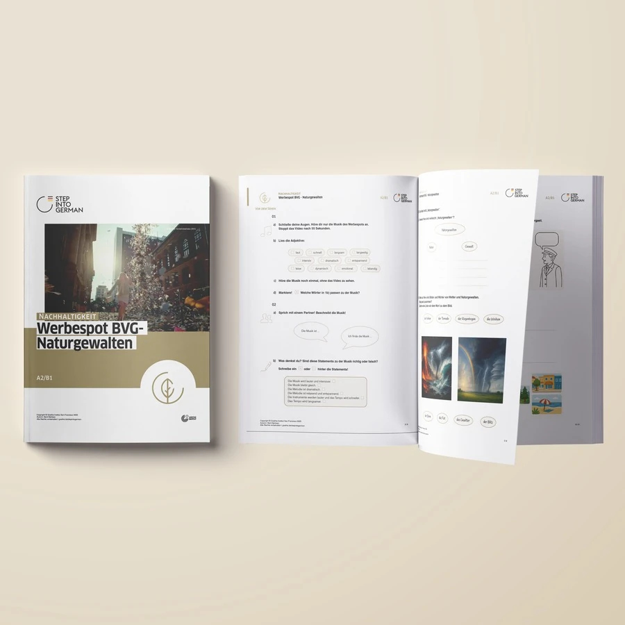 Arbeitsheft Werbespot BVG Naturgewalten, Goethe-Institut San Francisco