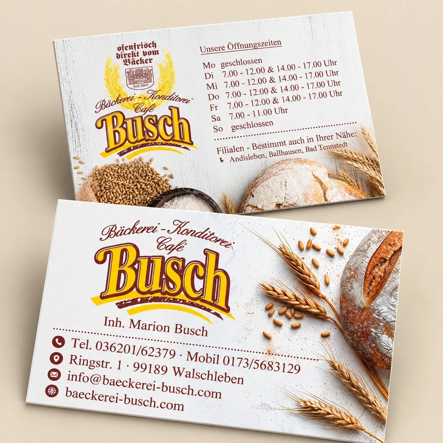 Visitenkarte Bäckerei Busch